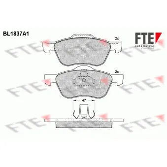 Jeu de 4 plaquettes de frein avant FTE BL1837A1