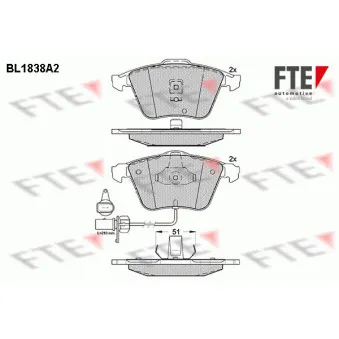 Jeu de 4 plaquettes de frein avant FTE BL1838A2