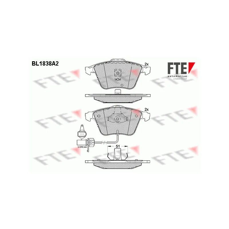 Jeu de 4 plaquettes de frein avant FTE BL1838A2