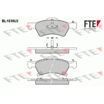 Jeu de 4 plaquettes de frein avant FTE BL1839U2