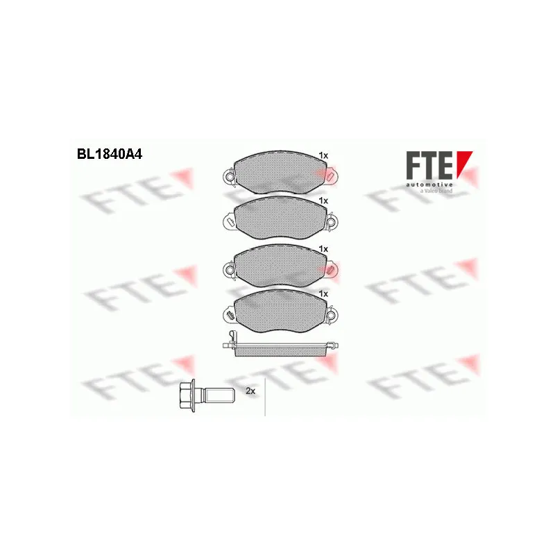 Jeu de 4 plaquettes de frein avant FTE BL1840A4