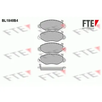 Jeu de 4 plaquettes de frein avant FTE BL1840B4