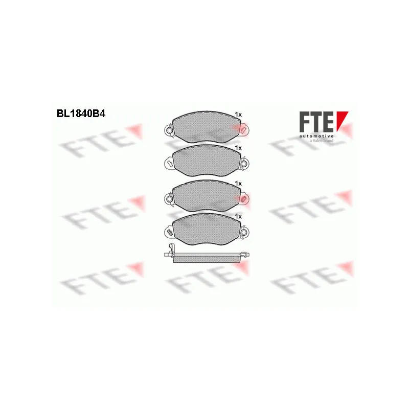 Jeu de 4 plaquettes de frein avant FTE BL1840B4