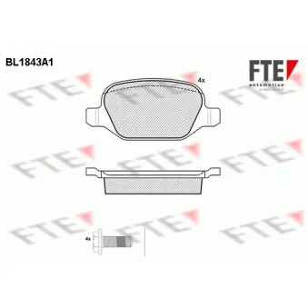 Jeu de 4 plaquettes de frein arrière FTE BL1843A1