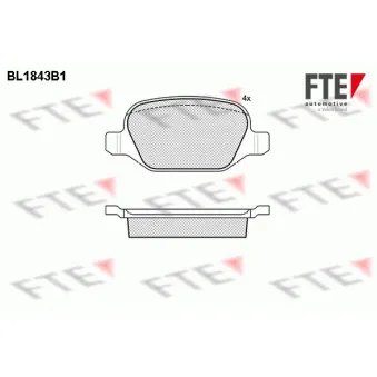 Jeu de 4 plaquettes de frein arrière FTE BL1843B1