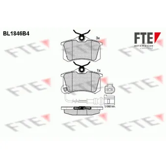 Jeu de 4 plaquettes de frein arrière FTE BL1846B4