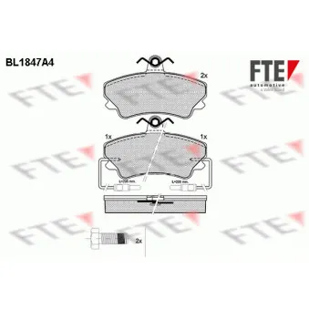 Jeu de 4 plaquettes de frein avant FTE BL1847A4