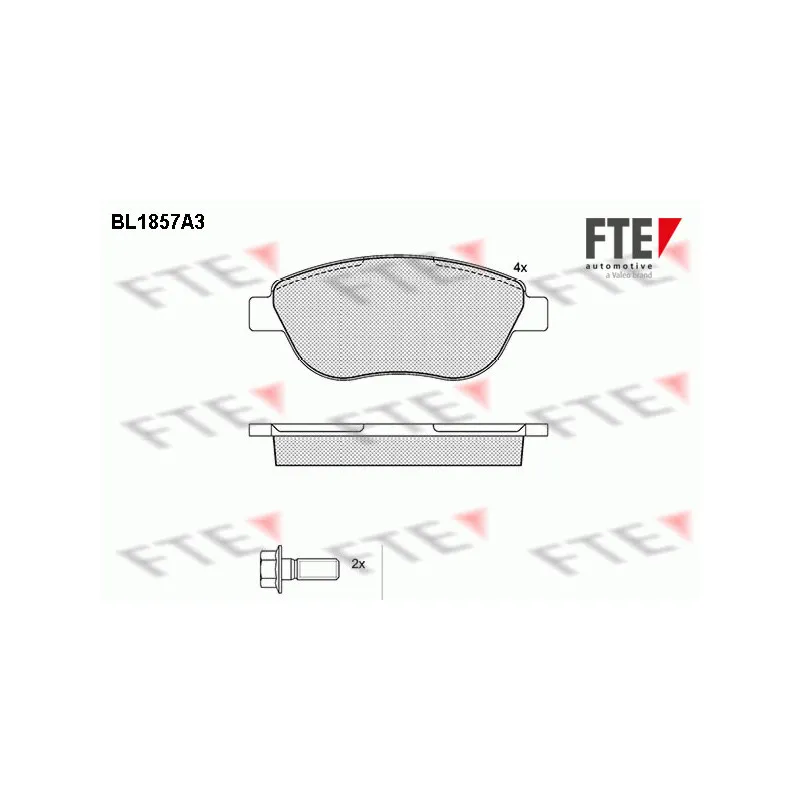 Jeu de 4 plaquettes de frein avant FTE BL1857A3