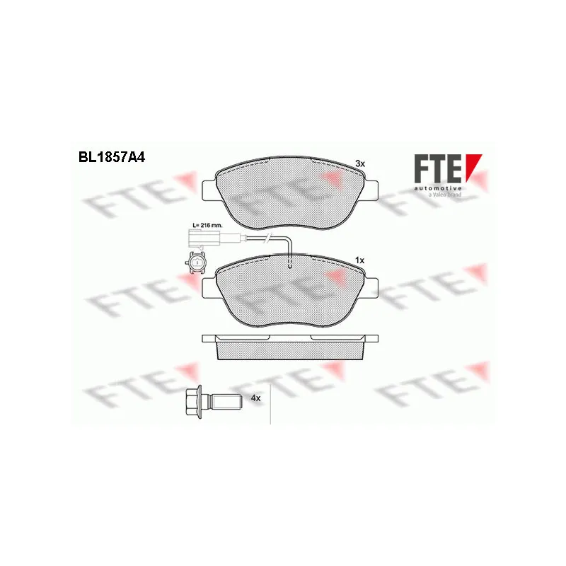 Jeu de 4 plaquettes de frein avant FTE BL1857A4