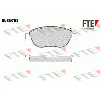 Jeu de 4 plaquettes de frein avant FTE BL1857B3