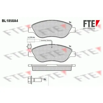 Jeu de 4 plaquettes de frein avant FTE BL1858A4