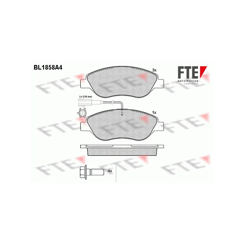 Jeu de 4 plaquettes de frein avant FTE BL1858A4