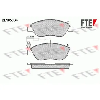 Jeu de 4 plaquettes de frein avant FTE BL1858B4