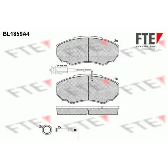Jeu de 4 plaquettes de frein avant FTE BL1859A4