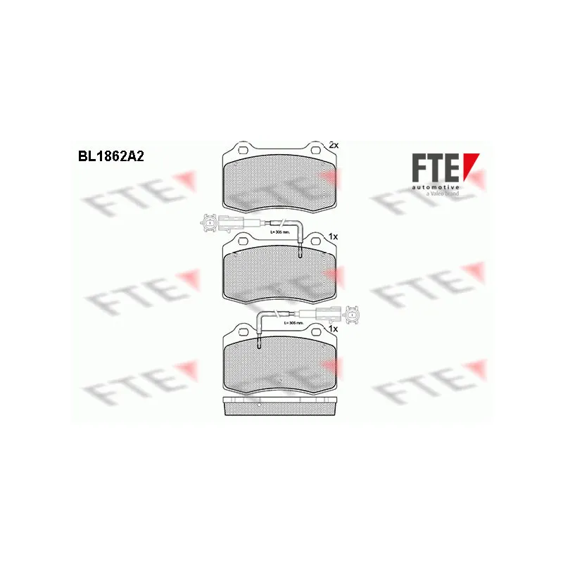 Jeu de 4 plaquettes de frein avant FTE BL1862A2