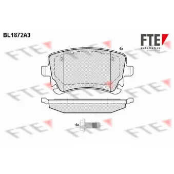 Jeu de 4 plaquettes de frein arrière FTE BL1872A3