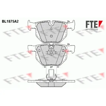 Jeu de 4 plaquettes de frein arrière FTE BL1875A2