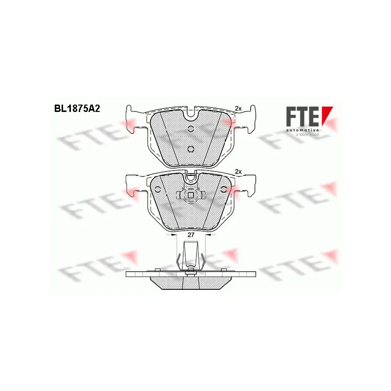 Jeu de 4 plaquettes de frein arrière FTE BL1875A2