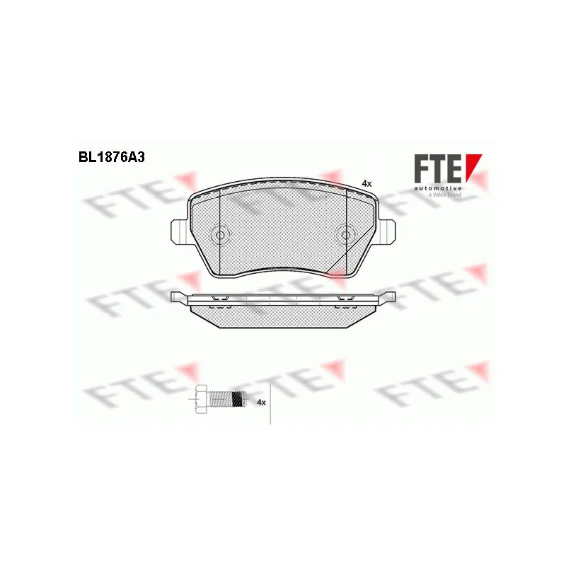 Jeu de 4 plaquettes de frein avant FTE BL1876A3