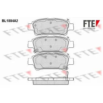 Jeu de 4 plaquettes de frein arrière FTE BL1884A2