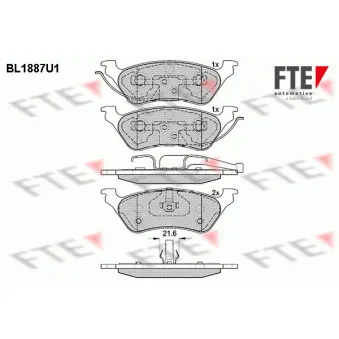 Jeu de 4 plaquettes de frein arrière FTE BL1887U1