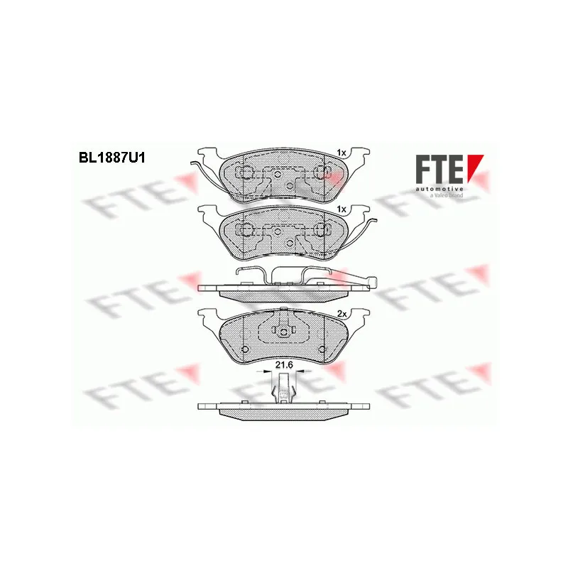 Jeu de 4 plaquettes de frein arrière FTE BL1887U1