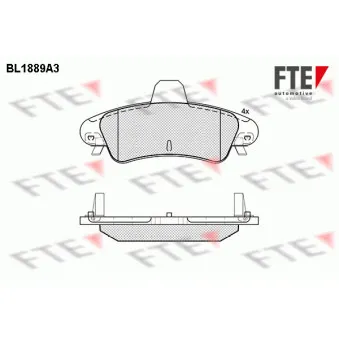 Jeu de 4 plaquettes de frein arrière FTE BL1889A3