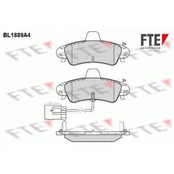 Jeu de 4 plaquettes de frein arrière FTE BL1889A4