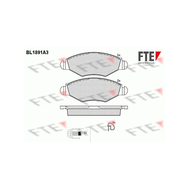 Jeu de 4 plaquettes de frein avant FTE BL1891A3