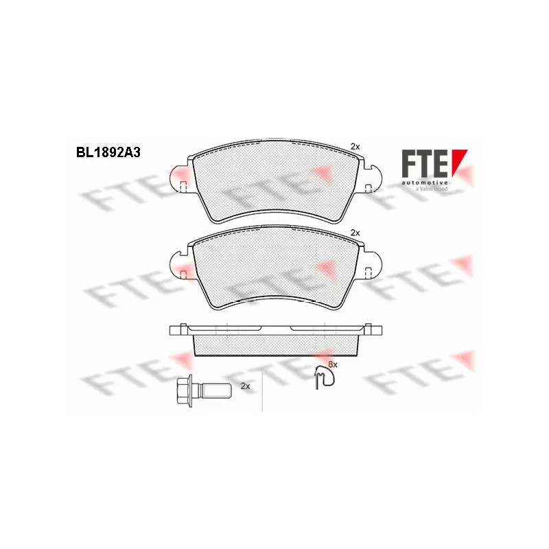 Jeu de 4 plaquettes de frein avant FTE BL1892A3