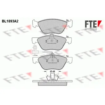 Jeu de 4 plaquettes de frein avant FTE BL1893A2