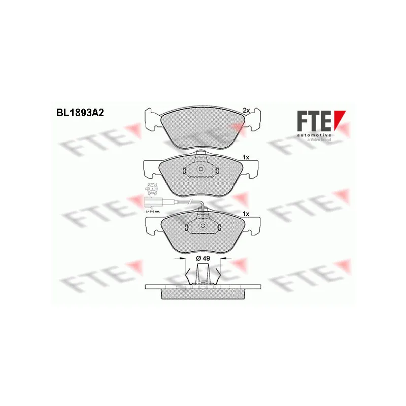 Jeu de 4 plaquettes de frein avant FTE BL1893A2