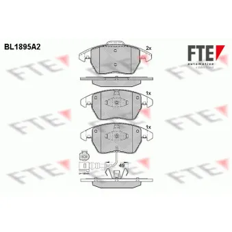 Jeu de 4 plaquettes de frein avant FTE BL1895A2