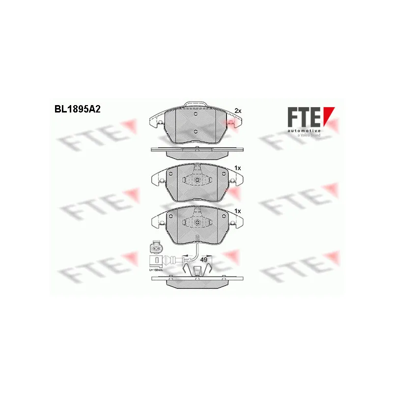 Jeu de 4 plaquettes de frein avant FTE BL1895A2