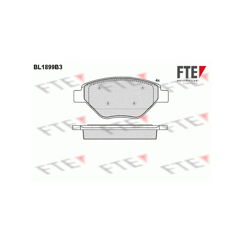 Jeu de 4 plaquettes de frein avant FTE BL1899B3