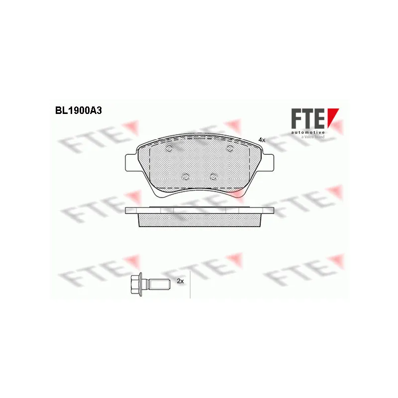 Jeu de 4 plaquettes de frein avant FTE BL1900A3