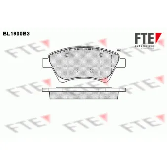 Jeu de 4 plaquettes de frein avant FTE BL1900B3