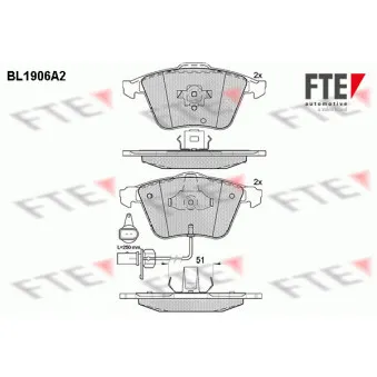 Jeu de 4 plaquettes de frein avant FTE BL1906A2