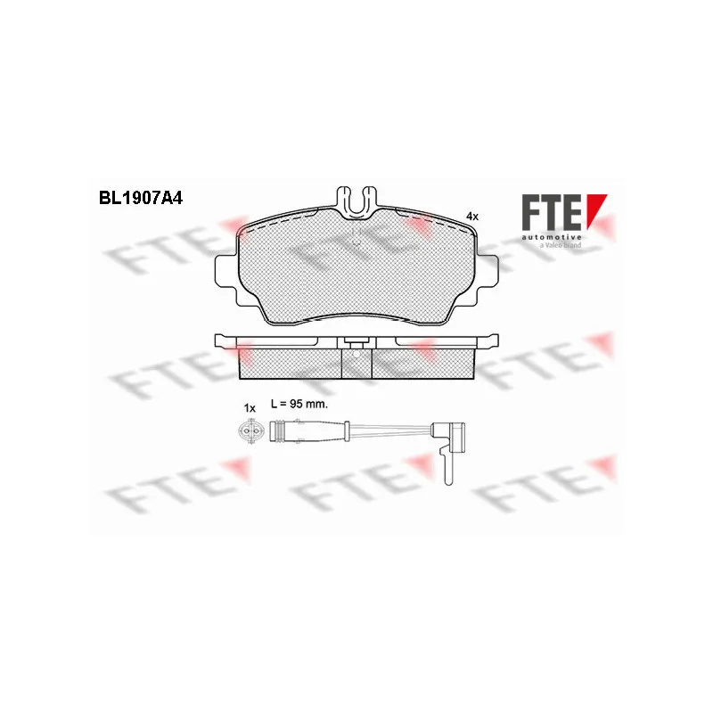 Jeu de 4 plaquettes de frein avant FTE BL1907A4