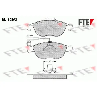 Jeu de 4 plaquettes de frein avant FTE BL1908A2