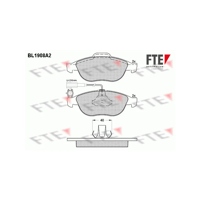 Jeu de 4 plaquettes de frein avant FTE BL1908A2