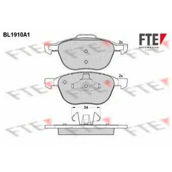 Jeu de 4 plaquettes de frein avant FTE BL1910A1