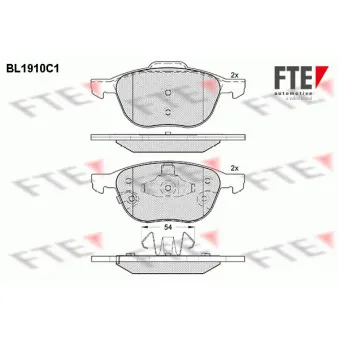 Jeu de 4 plaquettes de frein avant FTE BL1910C1