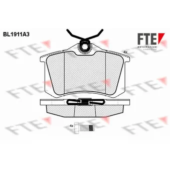 Jeu de 4 plaquettes de frein arrière FTE BL1911A3