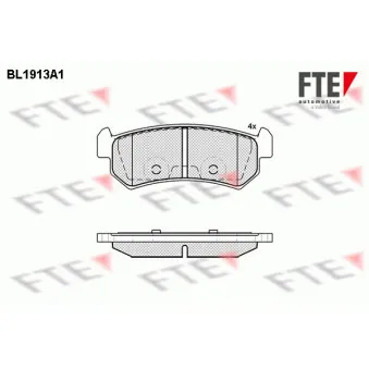 Jeu de 4 plaquettes de frein arrière FTE BL1913A1