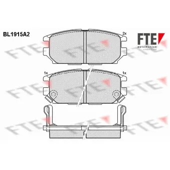 Jeu de 4 plaquettes de frein arrière FTE BL1915A2