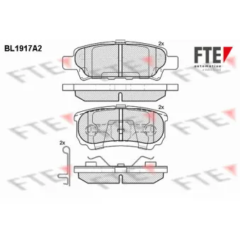 Jeu de 4 plaquettes de frein arrière FTE BL1917A2