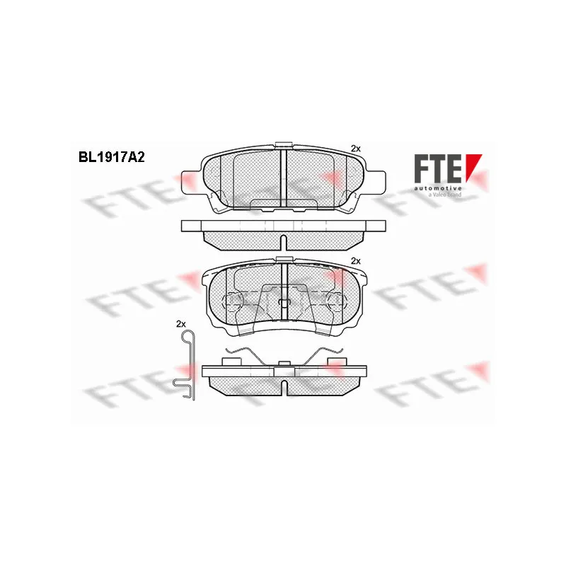 Jeu de 4 plaquettes de frein arrière FTE BL1917A2