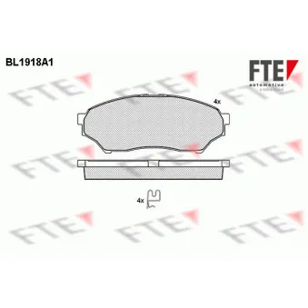 Jeu de 4 plaquettes de frein avant FTE BL1918A1