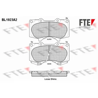Jeu de 4 plaquettes de frein avant FTE BL1923A2
